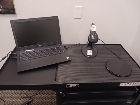 Photograph showing laptop and scanner